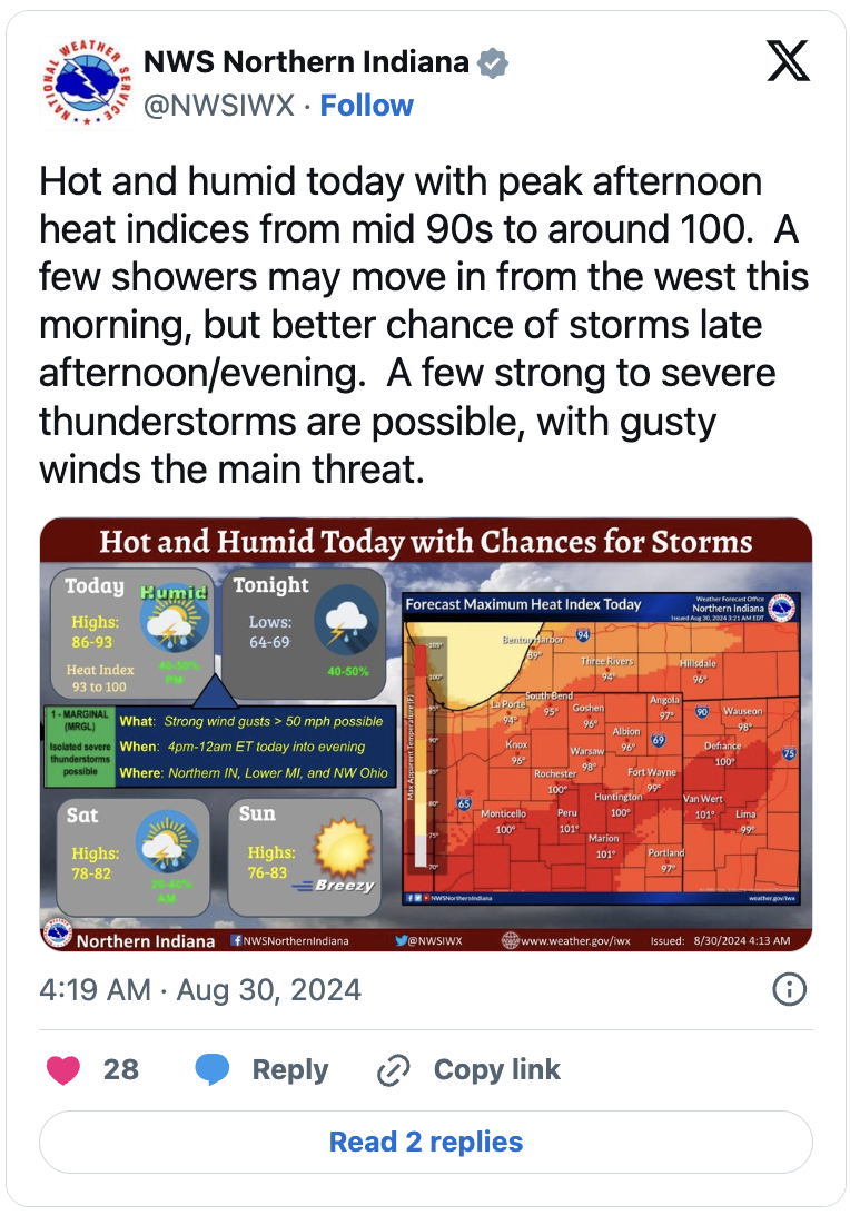 Tweets from local NWS Twitter Accounts